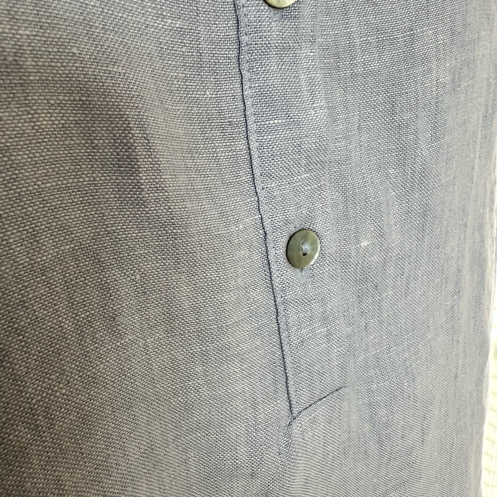 Halston 100% Linen Long-Sleeved Hi-Lo Mini Button-Up Dress Sz L - Picture 6 of 10